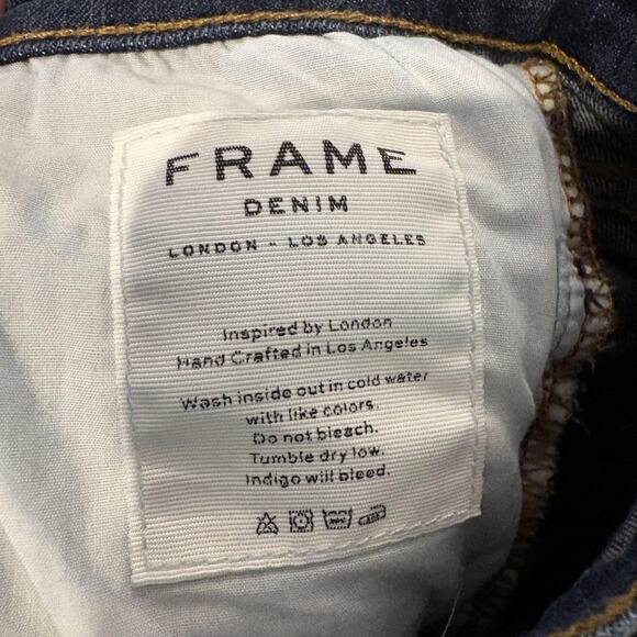 Frame Jeans Womens 25x24 Ali High Rise Cigarette Prescott Raw Hem Stretch Denim - Picture 15 of 16